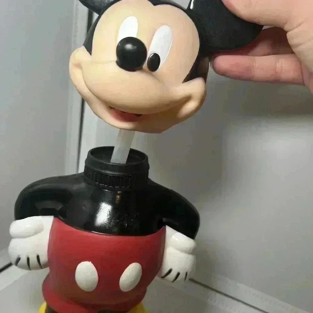 Vtg Mickey Mouse Disney Park Souvenir Super Sipper Drinking Cup With Straw - Picture 2 of 7